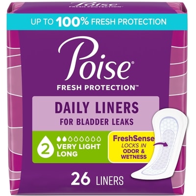Poise Incontinence Liners, Very Light Absorbency, Long, 26 Count  26 ea, $0.23/1ea