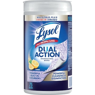 Lysol Action Double Lingettes Desinfectantes - Agrumes 75 ea, 0,11 $/1ch