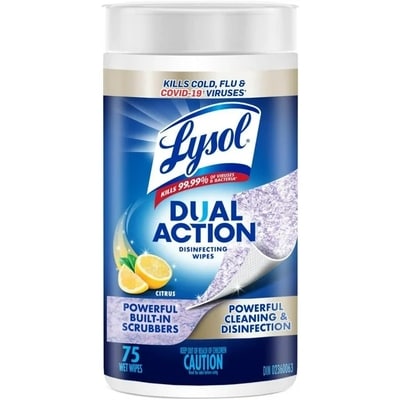 Lysol Action Double Lingettes Desinfectantes - Agrumes 75 ea, 0,11 $/1ch