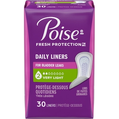 Poise Protège-slips d’incontinence, absorption très légère, régulier, 30 ct 30 ea, 0,20 $/1ch