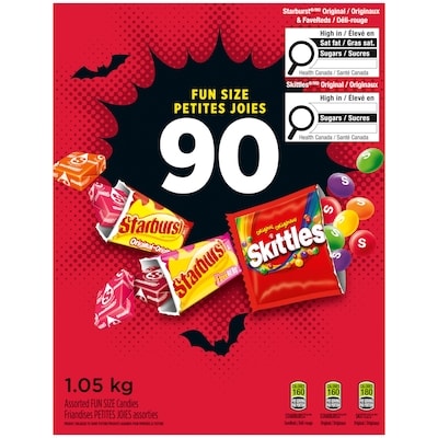 Mars Bonbons fruités d’Halloween de taille amusante, 90 unités 1050 g, 1,71 $/100g