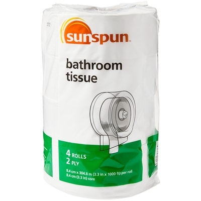 Sunspun Bathroom Tissue, 2-Ply, 4 Rolls 4 ea, $4.00/1ea