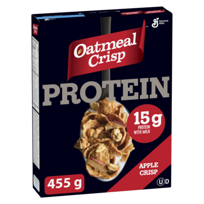 General Mills Oatmeal Apple Crisp  Protein Cereal  455 g, $1.76/100g