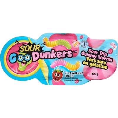 Exclusive Brands Sour Dip Gummy Worms Strawberry, Case 12x60.0 g, $2.36/100g