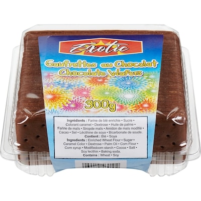 Exotic Chocolate Wafers 300 g, $1.67/100g