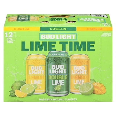 Bud Light Light Beer With Natural Flavour Lime Time (ID required at pick-up) 12x355.0 ml, $0.60/100ml
