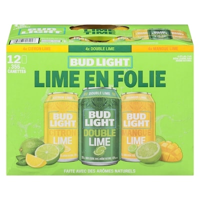 Bud Light Bière légère avec arôme naturel lime en folie (Pièce d’identité requise au moment du ramassage) 12x355.0 ml, 0,60 $/100ml