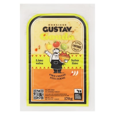 Monsieur Gustav Salsa And Lime Flavoured Gouda Cheese 31% M.F. 170 g, $4.70/100g