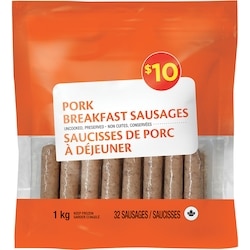 null Saucisses de porc à déjeuner 1 kg, 1,00 $/100g