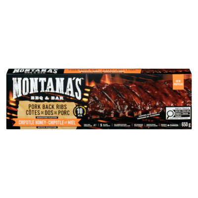 Montana's Pork Back Ribs, Chipotle Honey 650 g, $2.31/100g