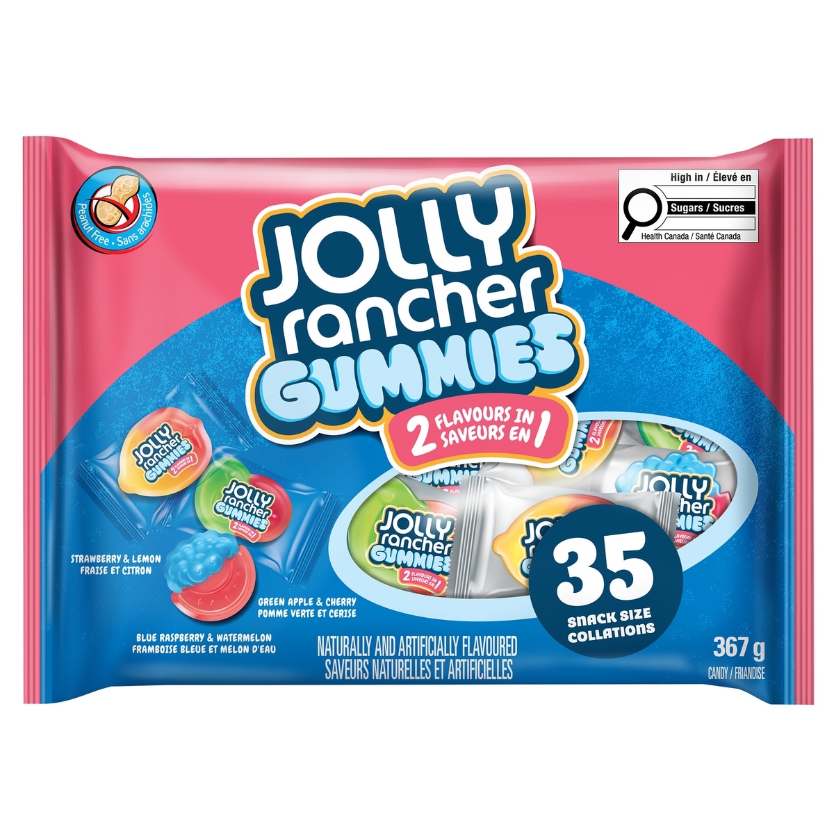 JOLLY RANCHER 35Ct Peanut Free Jolly Rancher 2 Flavours In 1 Gummies 367 g, $2.72/100g