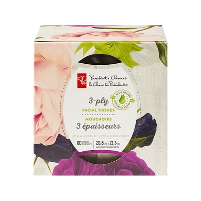 President's Choice 3-Ply Facial Tissues with Aloe Lotion 60 ea, $0.04/1ea