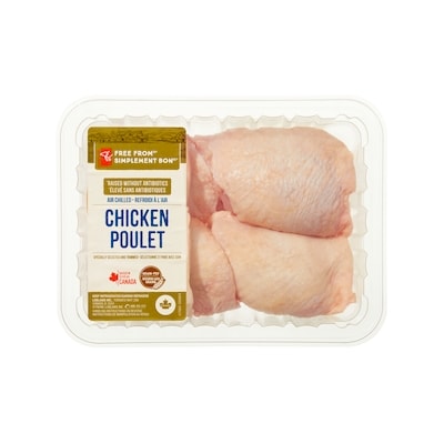 President's Choice Free From Chicken Thigh, Bone-in, Skin-on $13.21/1kg $5.99/1lb