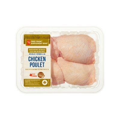 le Choix du Président Simplement Bon Hauts de Cuisses de Poulet avec l’os et la peau refroidi à l’air 14,31 $/1kg 6,49 $/1lb