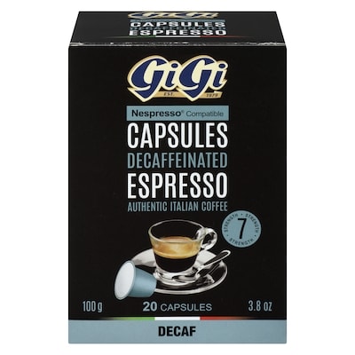 Gigi Brand Nespresso Compatible Capsules Decaffeinated Decaf 20 ea, $0.50/1ea
