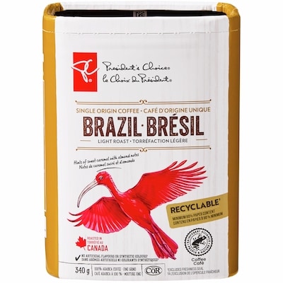 le Choix du Président Café d’origine unique du Brésil à torréfaction légère, mouture fine 340 g, 3,53 $/100g