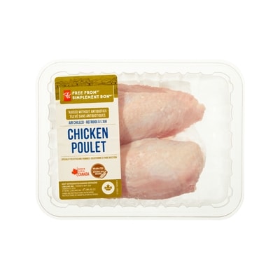 le Choix du Président Poitrine de poulet refroidie à l’air avec os et peau Simplement Bon 13,22 $/1kg 6,00 $/1lb