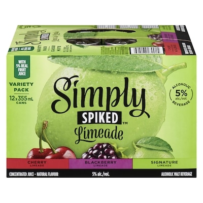 Simply Alcoholic Beverage Limeade Variety Pack (ID required at pick-up) 12x355.0 ml, $0.65/100ml