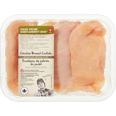 President's Choice Free From Air Chilled Chicken Breast Cutlet, Tray Pack $22.69/1kg $10.29/1lb