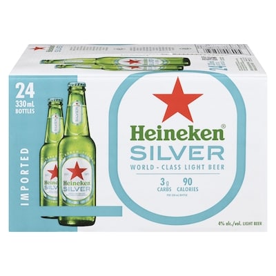 Heineken Silver World Class Light Beer (ID required at pick-up) 24x330.0 ml, $0.56/100ml