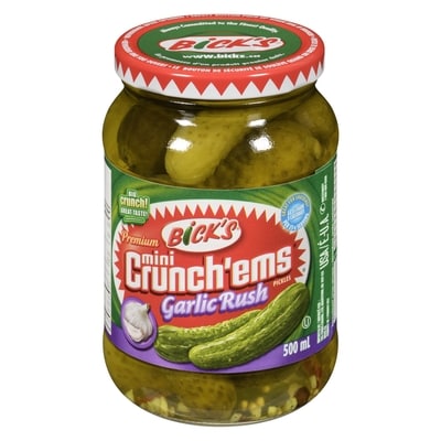 Bicks Mini Crunch'ems Premium Pickles Garlic Rush 500 ml, $1.20/100ml