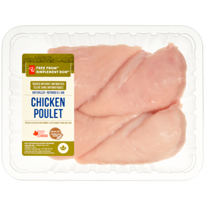 le Choix du Président Poitrines de poulet désossées et sans peau Simplement bon 25,33 $/1kg 11,49 $/1lb