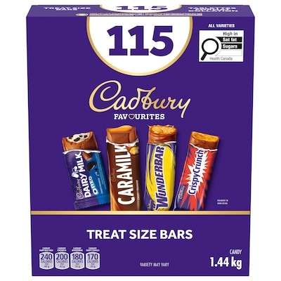 Cadbury Halloween Treat-Sized Pack of 115 Candy Bars (Chocolate Candy Bars), Individually Wrapped, Dairy Milk Oreo, Caramilk, Wunderbar, Crispy Crunch 1440 g, $1.39/100g