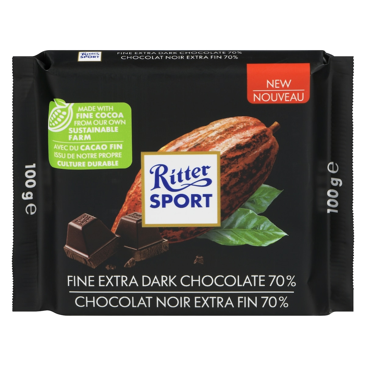 Ritter Sport Fine Extra Dark Chocolate 70% 100 g, $4.79/100g