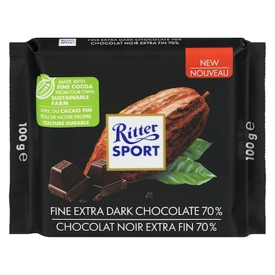 Ritter Sport Fine Extra Dark Chocolate 70% 100 g, $4.99/100g