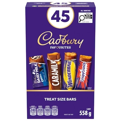 Cadbury Halloween Treat-Sized Pack, Candy Bars (Chocolate Candy Bars). Dairy Milk Oreo, Caramilk, Wunderbar, Crispy Crunch 558 g, $2.33/100g