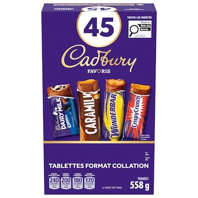 Cadbury emballage Halloween format collation, Tablettes de chocolat, Dairy Milk Oreo, Caramilk, Wunderbar, Crispy Crunch 558 g, 2,33 $/100g