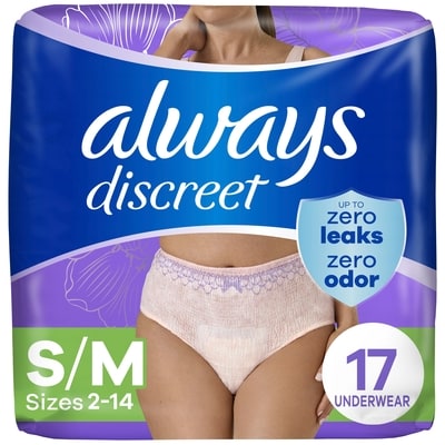 Always Discreet Maximum Underwear S/M 17 ea, $1.47/1ea