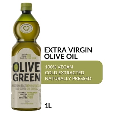Olive Green Extra Virgin Olive Oil, Cold Extracted 1 l, $1.40/100ml
