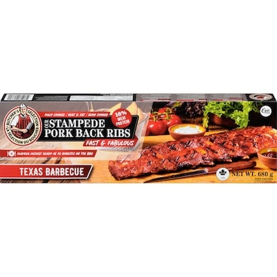 Butchers Selection Our Stampede Pork Back Ribs Fast & Fabulous Texas Barbecue 680 g, $1.76/100g