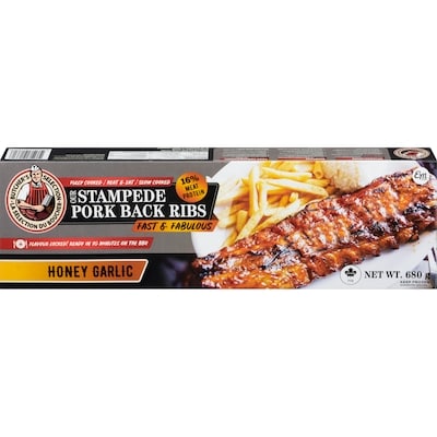Butchers Selection Our Stampede Pork Back Ribs Fast & Fabulous Honey Garlic 680 g, $1.76/100g