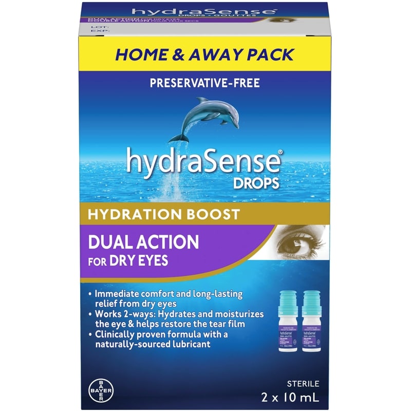 Dual Action Eye Drops, For Dry Eyes, 2 x 10 mL