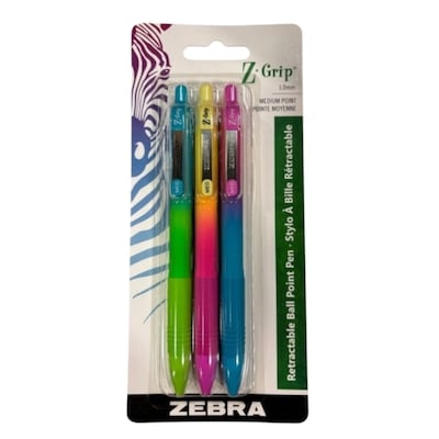 Zebra Stylo bille rétractable Soft Touch, encre noire, lot de 3 3 ea, 1,33 $/1ch