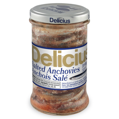 Delicius Salted Anchovies 310 g, $3.55/100g