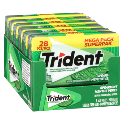 TRIDENT Sugar-Free Gum Spearmint Mega Pack 6x28.0 ea, $0.14/1ea