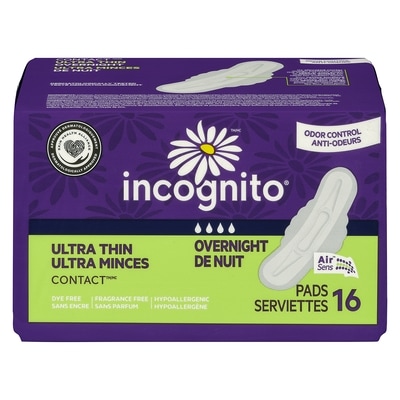 Incognito Serviettes ultra minces de nuit 16 ea, 0,49 $/1ch