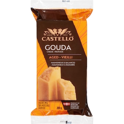 Castello Gouda fromage agréablement noisetté vieilli 9 mois 31% m.g. 200 g, 5,00 $/100g