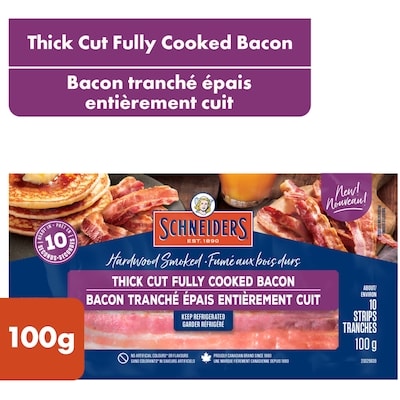 Schneiders Bacon tranché épais entièrement cuit 100 g, 8,99 $/100g