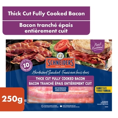 Schneiders Bacon tranché épais entièrement cuit 250 g, 7,20 $/100g