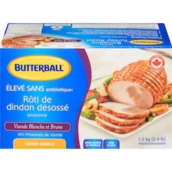 Butterball Rôti de dindon désossé assaisonné viande blanche et brune 1.2 kg, 1,75 $/100g