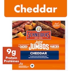 Schneiders Saucisses à hot-dog farcies au cheddar Juicy JumbosMD 375 g, 2,80 $/100g