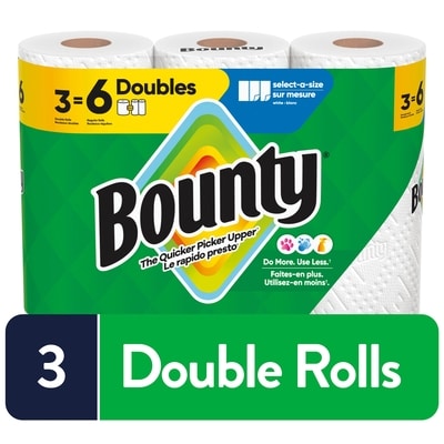 Bounty Select-a-Size Paper Towel, 3 Equal 6 Rolls, 82 Sheets per roll  3 ea, $5.00/1ea