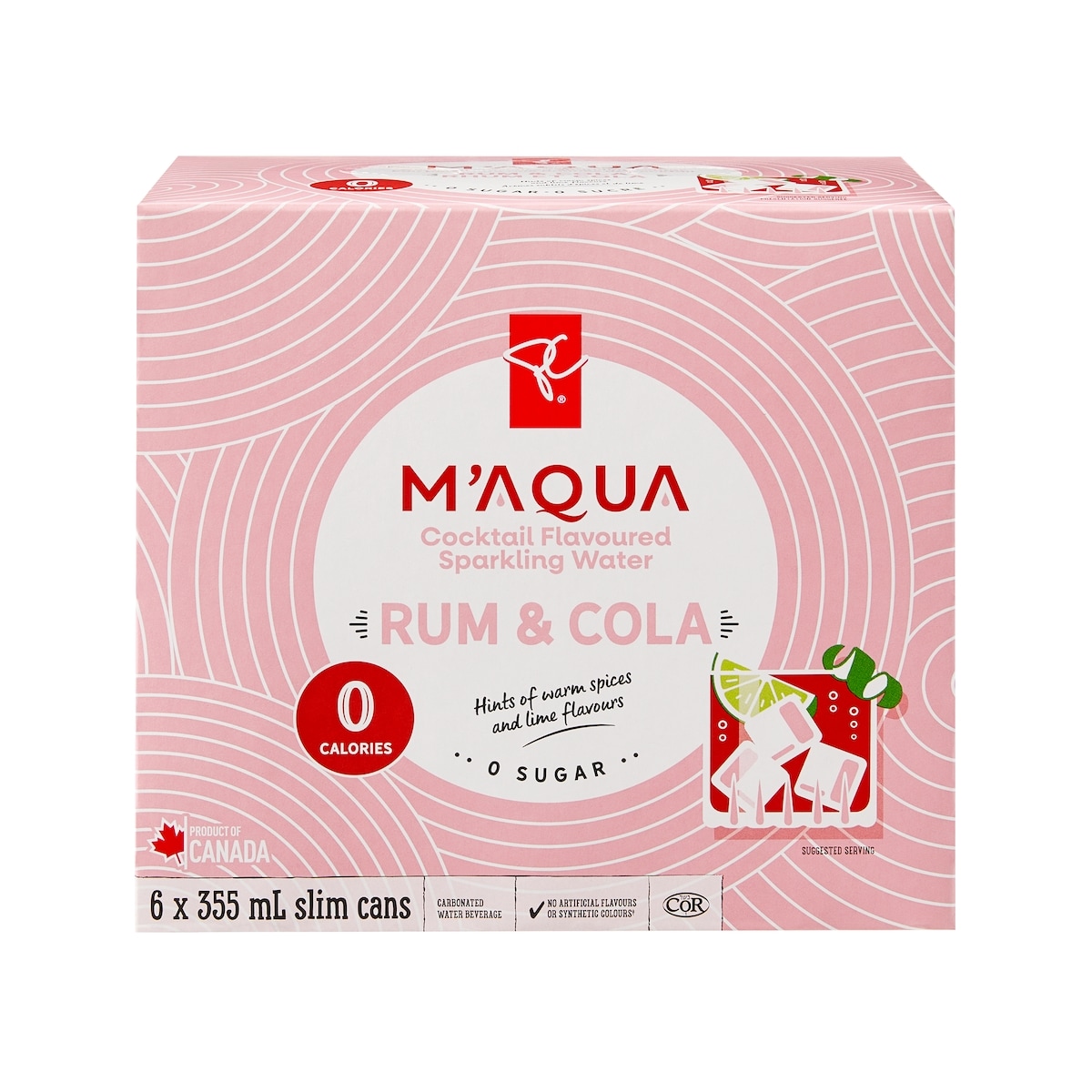 President's Choice M'AQUA™ Rum & Cola Flavoured Sparkling Water 6x355.0 ml, $0.30/100ml