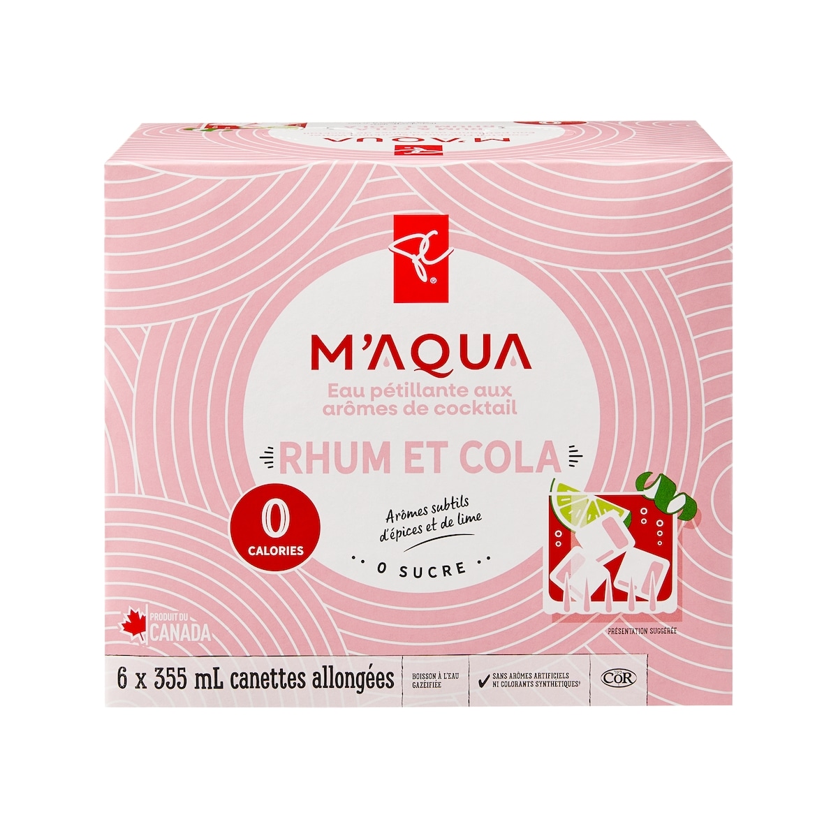 le Choix du Président Eau pétillante aux arômes de cocktail Rhum et cola M’AQUA 6x355.0 ml, 0,30 $/100ml