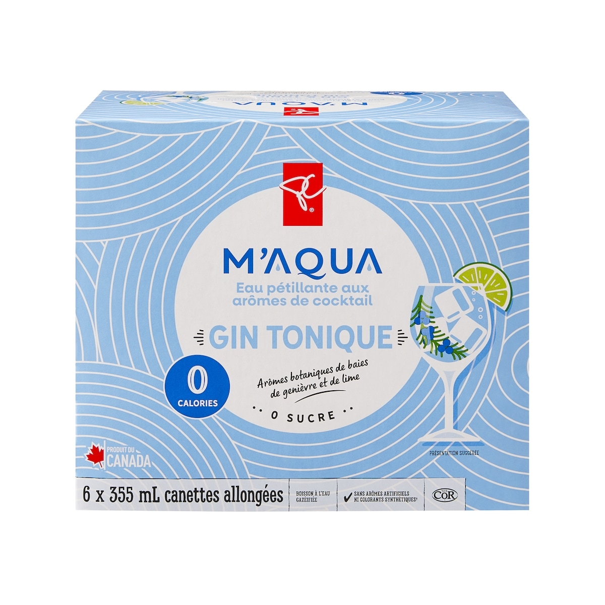 le Choix du Président Eau pétillante aux arômes de cocktail Gin tonique M’AQUA 6x355.0 ml, 0,30 $/100ml