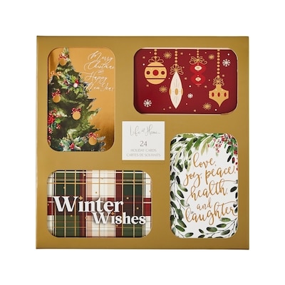 Life at Home Assortiment de 24 cartes de souhaits assorties - Winter Wishes 1 ea, 12,00 $/1ch